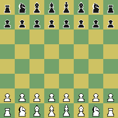 Starting position, rendered with the Pixel piece set